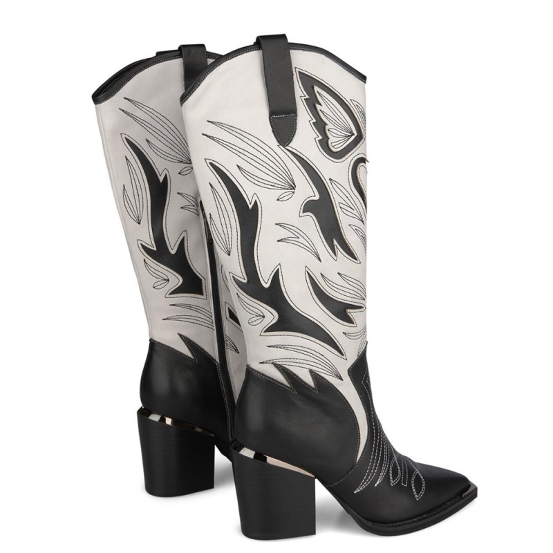 Bottes à Talons Alma En Pena Cowboy Boots With Embroidery Bleu Marine Femme | JZW-26145018